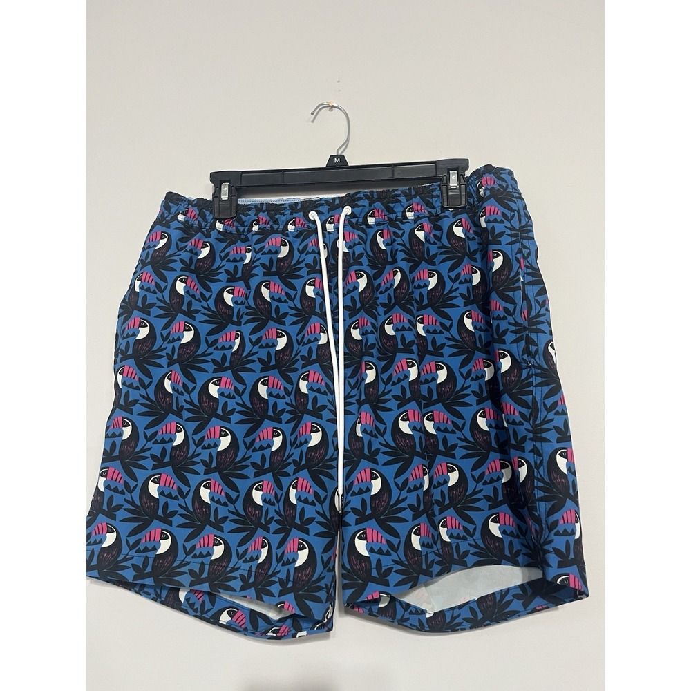 BONOBOS‎ Men's Swim Trunks L blue with toucans print